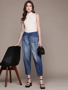 Moda Rapido Women Light Fade Colourblocked Pure Cotton Cropped Mom Jeans