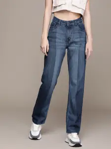 Moda Rapido Women Pure Cotton Mid Rise Straight Fit Heavy Fade Jeans