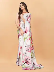 VEECHIS Floral Printed Satin Silk Saree