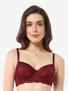 Amante Maroon Floral Bra Full Coverage Underwired