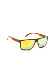 IRUS by IDEE Men Yellow Lens & Black Square Sunglasses with UV Protected Lens IRS1229C4SG
