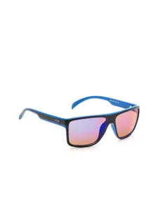 IRUS by IDEE Men Blue Lens & Black Square Sunglasses with UV Protected Lens IRS1229C2SG
