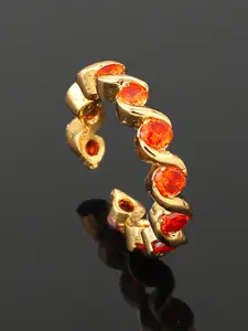 Estele Gold Plated Cubic Zirconia Studded Finger Ring