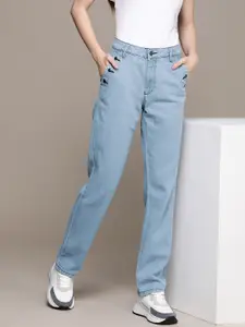 Moda Rapido Women Pure Cotton Mid Rise Straight Fit Light Fade Jeans