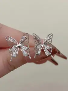 SALTY Electroplated Diamond Butterfly Contemporary Studs Earrings