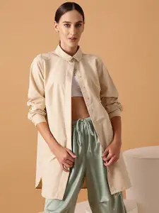 STREET 9 Beige Comfort Pure Cotton Casual Shirt