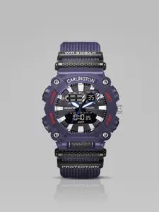 CARLINGTON Men Embellished Dial & Blue Straps Analogue And Digital Watch CT 3311 Blue