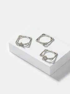 SHAYA Set of 3 Curiosity Stackable Oxidised 925 Silver Ring