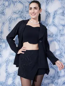 Athena Abstract Printed Coat With Shorts Co-Ords