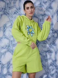 Athena Printed Sweatshirt With Straight Shorts Co-Ords