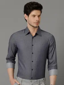 Aldeno India Slim Micro Ditsy Printed Spread Collar Cotton Casual Shirt