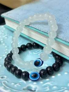 Ayesha Women Pack Of 2 Artificial Beads Elasticated Bracelet