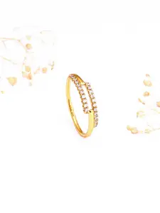 GIVA Gold-Plated Cubic Zirconia-Studded Finger Ring