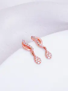 GIVA  925 Sterling Silver Rose Gold-Plated Zircon Studded Contemporary Studs
