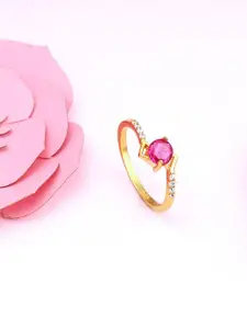 GIVA 925 Sterling Silver Gold-Plated CZ-Studded Hues Ring