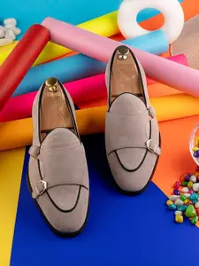 GRIFFIN Men Nude-Coloured Leather Latex Lined Comfort Insole Batwing Monks