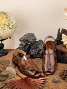 GRIFFIN Men Leather Peep Toe Shoe-Style Sandals