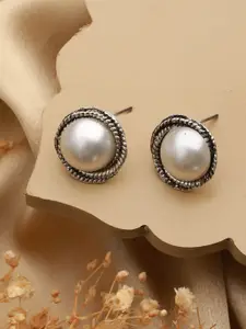Priyaasi Silver Plated Pearls Studded German Silver Studs Earrings