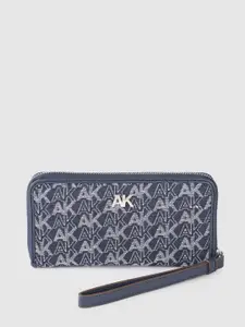 ANNE KLEIN Women Brand Logo Woven Design Zip Around Wallet
