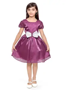 Doodle Girls Puff Sleeve Bow Detailed Fit & Flare Dress