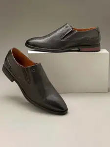 Ruosh Men Textured Leather Formal Slip-On Shoes