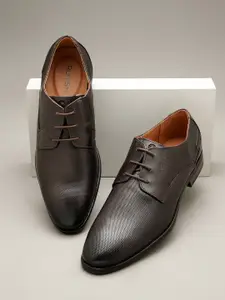 Ruosh Men Textured Leather Formal Derbys Shoes