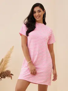 RARE Pink Striped T-Shirt Dress