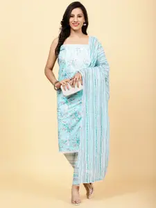 Meena Bazaar Floral Printed Sequinned Unstitched Dress Material