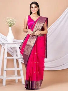 Laa Calcutta Ethnic Motifs Woven Design Zari Pure Cotton Taant Saree