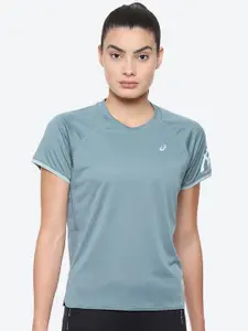 ASICS Icon SS Green Brand Logo Printed Raglan Sleeves Sports Tshirts