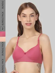 FUNAHME Pack of 2 Full Coverage Lightly Padded Bra With All Day Comfort