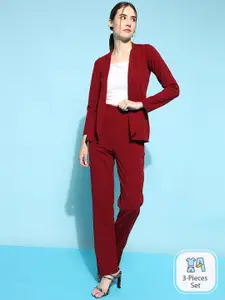 WESTHOOD Square Neck Long Sleeves Top with Blazer And Trousers