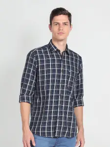 Arrow Sport Slim Fit Windowpane Checked Twill Weave Pure Cotton Casual Shirt