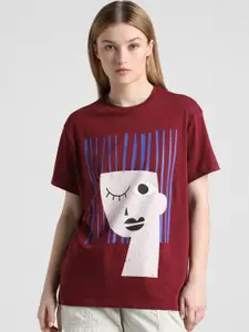 ONLY ONLTIRA LUCY SS Graphic Printed Pure Cotton T-shirt