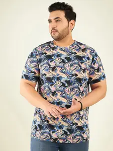 Rodzen Plus Size Abstract Printed Cotton T-shirt