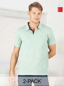Lux Cozi Pack Of 2 Polo Collar Short Sleeves Cotton T-shirt