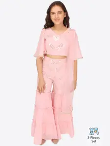 CUTECUMBER Girls Embellished Top With Palazzos