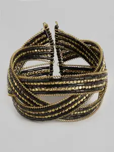 Sangria Women Gold-Plated Beaded Cuff Bracelet
