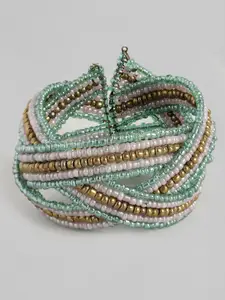 Sangria Women Silver-Plated Beaded Cuff Bracelet