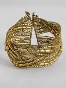 Sangria Women Gold-Plated Beaded Cuff Bracelet