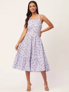 Moomaya Floral Printed Fit & Flare Midi Dress