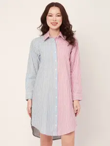 Moomaya Striped Cotton Shirt Dress