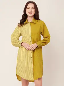 Moomaya Striped Cotton Shirt Dress