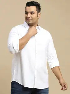 Sztori Plus Size Classic Spread Collar Long Sleeve Cotton Casual Shirt