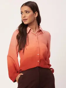 Moomaya Ombre Puff Sleeves Casual Shirt