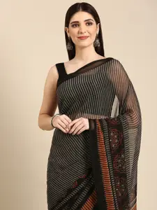 HERE&NOW Striped Pure Georgette Saree