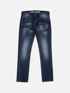 Pepe Jeans Boys Slim Fit Mid-Rise Heavy Fade Stretchable Clean Look Jeans
