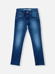 Pepe Jeans Boys Slim Fit Mid-Rise Heavy Fade Stretchable Clean Look Jeans