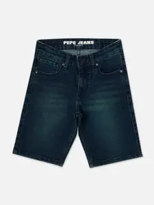 Pepe Jeans Boys Mid-Rise Slim Fit Washed Denim Shorts
