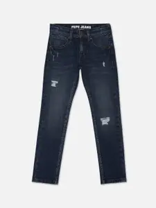 Pepe Jeans Boys Slim Fit Mildly Distressed Stretchable Light Fade Jeans